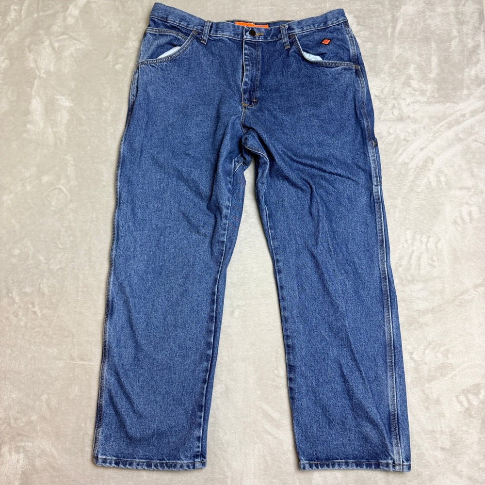 Wrangler FR Riggs Workwear Jeans Mens 38x30 Blue Flame Resistant CAT2 Carpenter